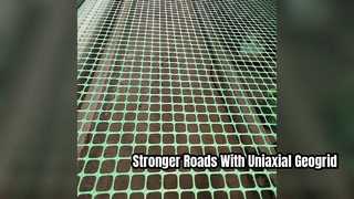 Geogrelha uniaxial de alta resistência para reforço de estradas