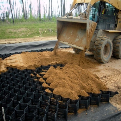 A estabilização verde preta do cascalho de Geocell do HDPE perfurou