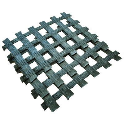 Tela feita malha preta 25KN 50KN 100KN de Geogrid da fibra de vidro para a estrada da parede de retenção